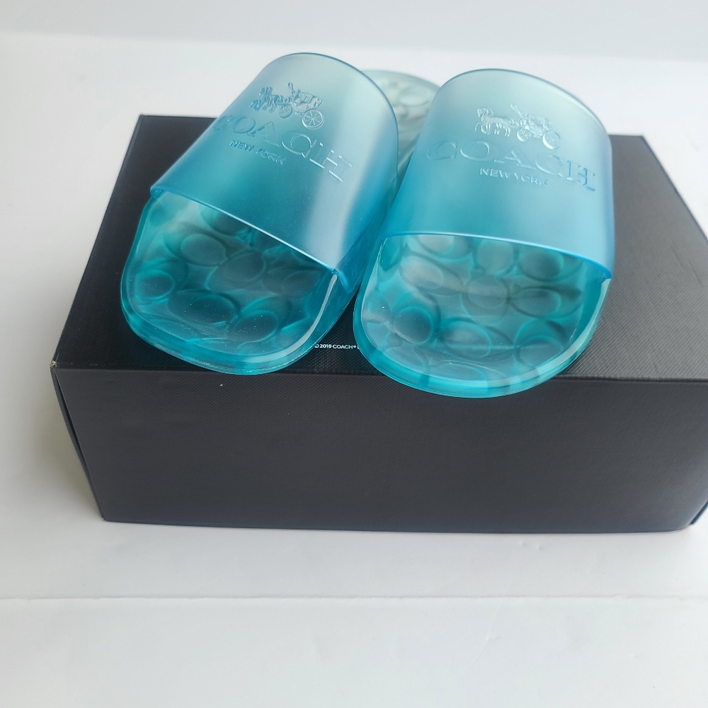 COACH Women's Ulyssa Pool Slides Blue Size 9 B -Medium